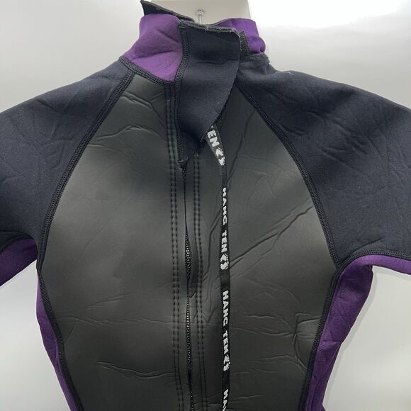 Hang Ten Womens Wetsuit Short Sleeve/Shorts Bodysuit Size L Black Purple 3x2mm - Picture 7 of 12